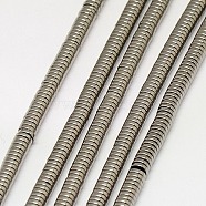 Electroplate Non-magnetic Synthetic Hematite Beads Strands, Heishi Beads, Flat Round/Disc, Grade A, Silver Plated, 3x1mm, Hole: 1mm, about 400pcs/strand, 16 inch(G-J164A-3mm-06)