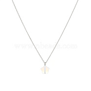 Stainless Steel Cable Chain Necklace, Star Opalite Pendant Necklace for Women, 17-3/4 inch(45cm)(QL5593-5)