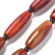 Tibetan Agate Natural Agate(Dyed & Heated) Beads Strands, Vintage Boho Beads, Rice, 44x13mm, Hole: 2.5mm, about 8pcs/strand, 14.61''(37.1cm)(G-NH0037-A01-01)