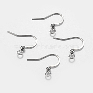 316 Surgical Stainless Steel French Earring Hooks, Flat Earring Hooks, Ear Wire, with Horizontal Loop, Stainless Steel Color, 16x17~19x3mm, Hole: 2mm, 22 Gauge, Pin: 0.6mm(STAS-F149-31P)