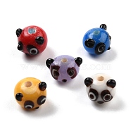 Handmade Lampwork Beads, Panda Head, Mixed Color, 10~11x11~15x11~13mm, Hole: 2.6~2.8mm(LAMP-I024-45)