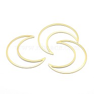 Brass Linking Rings, Lead Free & Cadmium Free & Nickel Free, Moon, Real 18K Gold Plated, 49x40x1mm(X-KK-P155-64G-NR)