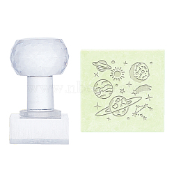 Plastic Stamps, DIY Soap Molds Supplies, Square, Planet Pattern, 38x38mm(DIY-WH0350-070)