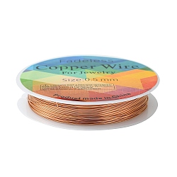 Copper Jewelry Wire, Long-Lasting Plated, Raw, 24 Gauge, 0.5mm, about 26.24 Feet(8m)/roll(CWIR-CW0.5mm-14)