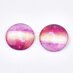 Starry Sky Pattern Printed Glass Cabochons, Half Round/Dome, Colorful, 25x6~6.5mm(X-GGLA-N004-25mm-D72)