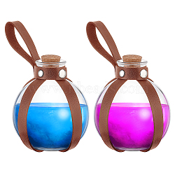 Dark Magic Cork Potion Bottle, Witch and Wizard Potions Glass Holder with Imitation Leather Harness with Holster Loops, Costume Accessories, Saddle Brown, 16cm(AJEW-WH0415-80C)