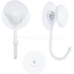 Nbeads Porcelain Decorative Hook Hangers, with Iron Hook & Plastic Seamless Sticker, Shell Shape, White, 46.5~100x47~60x11~33mm, 3pcs/set, 2 sets(HJEW-NB0001-64)