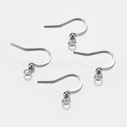 Tarnish Resistant 316 Surgical Stainless Steel French Earring Hooks, Flat Earring Hooks, Ear Wire, with Horizontal Loop, Stainless Steel Color, 16x17~19x3mm, Hole: 2mm, 22 Gauge, Pin: 0.6mm(STAS-F149-31P)