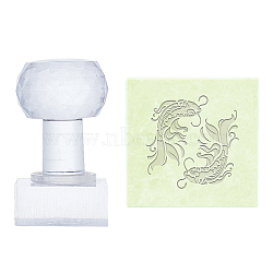 Plastic Stamps, DIY Soap Molds Supplies, Square, Fish Pattern, 38x38mm(DIY-WH0350-066)