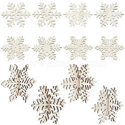 4 Styles Christmas Theme Unfinished Wood Solid Display Decorations, Home Decoration Supplies, PapayaWhip, Snowflake, 80~81x80~81x69.5~71mm(DJEW-WH20002-21C)