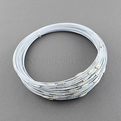 Stainless Steel Wire Necklace Cord DIY Jewelry Making, with Brass Screw Clasp, Gainsboro, 17.5 inch(X-TWIR-R003-22)