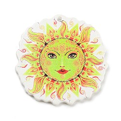 Printed Opaque Acrylic Pendants, Sunflower, Yellow, 35x35x2mm, Hole: 1.5mm(SACR-F011-01C)