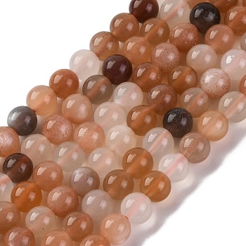 Natural Sunstone Beads Strands, Round, 6~6.5mm, Hole: 0.8mm, about 60pcs/Strand, 14.96 inch(38cm)