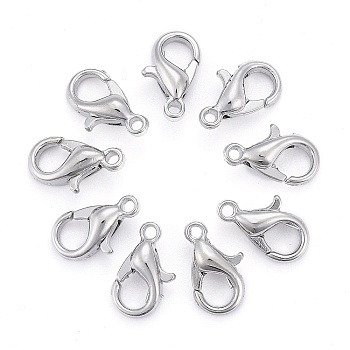 Zinc Alloy Lobster Claw Clasps, Parrot Trigger Clasps, Cadmium Free & Lead Free, Platinum, 10x6mm, Hole: 1mm