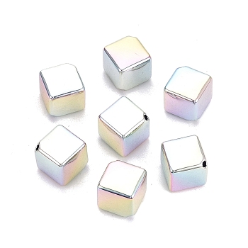 UV Plating Opaque Acrylic Beads, Iridescent, Cube, Colorful, 20x18x18mm, Hole: 2mm