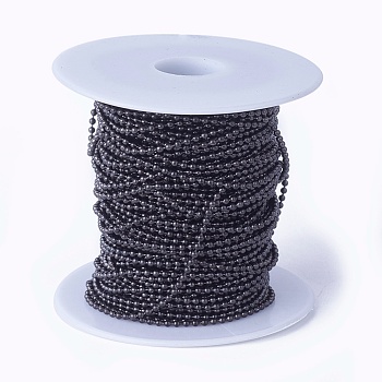 304 Stainless Steel Ball Chains, with Spool, Gunmetal, 1.5mm, about 82.02 Feet(25m)/roll