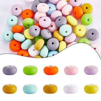100Pcs Silicone Beads 14mm Silicone Abacus Beads Rubber Beads Large Hole Colored Loose Spacer Beads for DIY Necklace Bracelet Keychain Craft Jewelry Making, Mixed Color, 14mm, Hole: 2mm