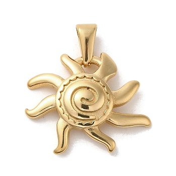 PVD Vacuum Plating 304 Stainless Steel Pendants, Sun Charm, Golden, 22x24x4mm, Hole: 3x7mm