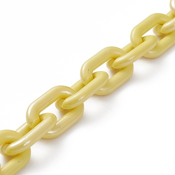 Handmade Opaque Acrylic Cable Chains, for Handbag Chain Making, Yellow, Links: 31x19x5mm, 39.37 inch(1m)/strand