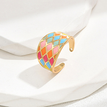 Stainless Steel Open Cuff Rings, Colorful, Rhombus, No Size