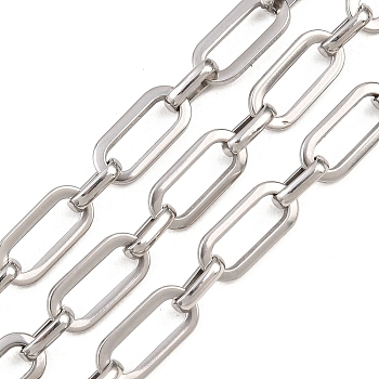 201 Stainless Steel Oval Link Chains, Unwelded, with Spool, Stainless Steel Color, link: 14x6.5x1.5mm and 8x5x2mm