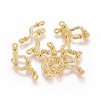 Alloy Bar Links connectors, Lead Free and Cadmium Free, Twist, Golden, about 22.5mm long, 6mm wide, 3mm thick, hole: 1.5mm