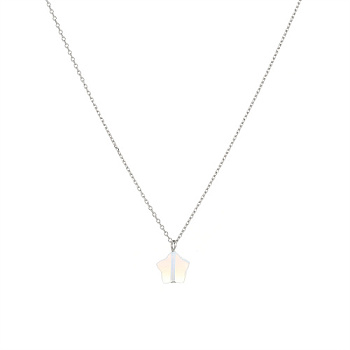 Stainless Steel Cable Chain Necklace, Star Opalite Pendant Necklace for Women, 17-3/4 inch(45cm)
