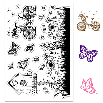 Custom PVC Plastic Clear Stamps, for DIY Scrapbooking, Photo Album Decorative, Cards Making, Stamp Sheets, Film Frame, Butterfly Pattern, 160x110x3mm