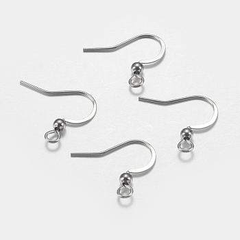 316 Surgical Stainless Steel French Earring Hooks, Flat Earring Hooks, Ear Wire, with Horizontal Loop, Stainless Steel Color, 16x17~19x3mm, Hole: 2mm, 22 Gauge, Pin: 0.6mm