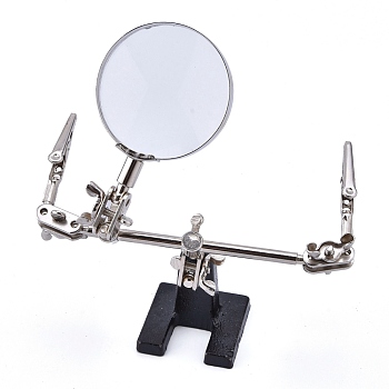 Helping Hands Magnifier Stand, with 2.5X Magnifying Glass, Alligator Clips and 360 Degree Rotating Adjustable Locking Arms, for Soldering, Crafting, Micro Objects, Mixed Color, 26.4x4.8x18.5cm, Fold Up: 12.5x5.5x18.5cm