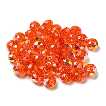 Electroplate Glass Beads, Rondelle, Orange Red, 8x6mm, Hole: 1.6mm, 100pcs/bag