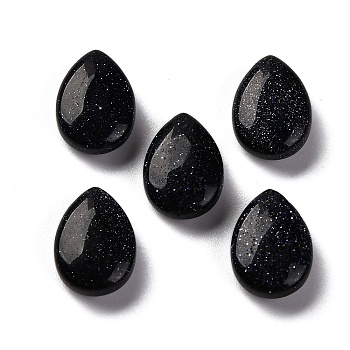 Synthetic Blue Goldstone Beads, Flat Teardrop, Top Drilled, 14x10x5mm, Hole: 1mm