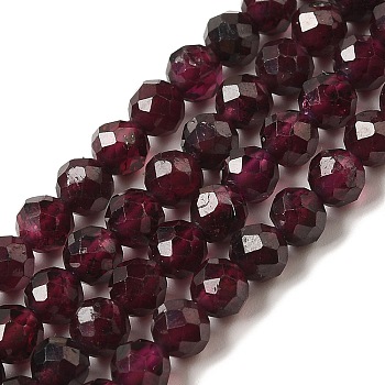 Natural Garnet Beads Strands, Faceted, Round, 4mm, Hole: 1mm, about 86~100pcs/strand, 15.1~15.5 inch(38.5~39.5cm)