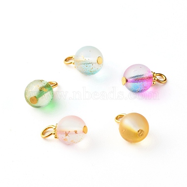 Golden Mixed Color Round Foil Glass Charms