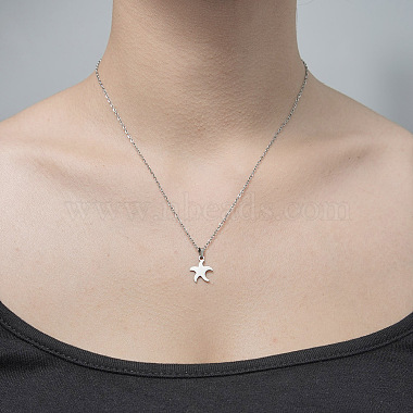201 Stainless Steel Starfish Pendant Necklace(NJEW-OY001-52)-2