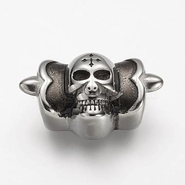 Antique Silver Skull Stainless Steel Slide Charms