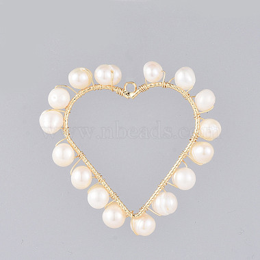 Golden Heart Pearl Pendants