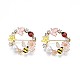 Flat Round with Butterfly Bee Flower Enamel Pin with Rhinestone(JEWB-N007-070)-1