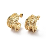 Iron Plating(IP) 304 Stainless Steel Stud Earrings, Split Earrings, Half Hoop Earrings, Long-Lasting Plated, Golden, 19.5x12.5mm(EJEW-D095-09G)