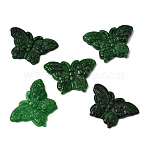 Natural Myanmar Jade Dyed Pendants, Carved Butterfly Charms, Green, 25~25.5x37.5~38x4.5~5mm, Hole: 1mm(G-C283-05)