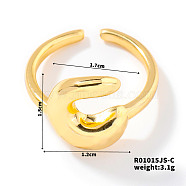 Fashionable Letter Brass Open Cuff for Women, Golden, European and American Style, Letter C, Inner Diameter: 17mm(UR6840-3)