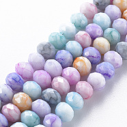 Opaque Baking Painted Glass Beads Strands, Imitation Stones, Faceted, Rondelle, Colorful, 6x5mm, Hole: 1mm, about 80~81pcs/strand, 14.76 inch~14.96 inch(37.5~38cm)(X-EGLA-N006-009A-A09)
