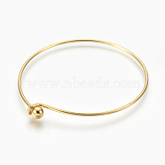 Brass Bangle Making, End with Removable Round Beads, Golden, 2-3/8 inch(6.1cm)x2-5/8 inch(6.7cm)(MAK-L017-01G)