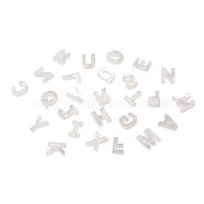 Natural Freshwater Shell Beads, Top Drilled Beads, Alphabet, Letter A~Z, Creamy White, 10x2.5~11.5x3mm, Hole: 0.8mm, 1pc/letter, 26pcs/set(SHEL-CJ0001-02)