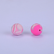 Printed Round Silicone Focal Beads, Hot Pink, 15x15mm, Hole:2mm(SI-JX0056A-69)
