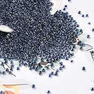 12/0 Glass Seed Beads, Transparent Inside Colours Luster, Round Hole, Round, Prussian Blue, 2~2.5x1.5~2mm, Hole: 0.9mm(SEED-XCP0001-20)