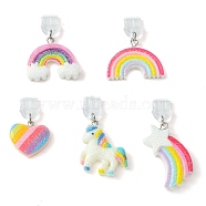 PVC Mobile Anti-Dust Plugs, with Resin Pendants, for USB Type C Port Cover, Rainbow/Heart/Unicorn, Mixed Color, 2.85~4.3cm(FIND-JF00123)