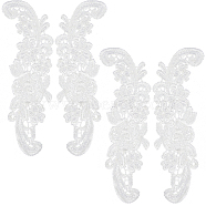 Sew on Flower Appliques, Polyester Embroidery Appliques, Sewing Craft Decoration, White, 250x73x1.3mm(PATC-WH0005-46B)