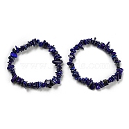 Natural Lapis Lazuli Chip Beaded Stretch Bracelet, Inner Diameter: 2~2-1/8 inch(5~5.5cm)(G-H294-01B-03B)