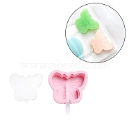 Ice Pop Food Grade Silicone Molds, with Plastic Lids and Sticks, for Children Summer Home Kitchen Tools, Butterfly, Pink, 83x101x24mm, Stick: 86x15x12mm(AJEW-D039-07)